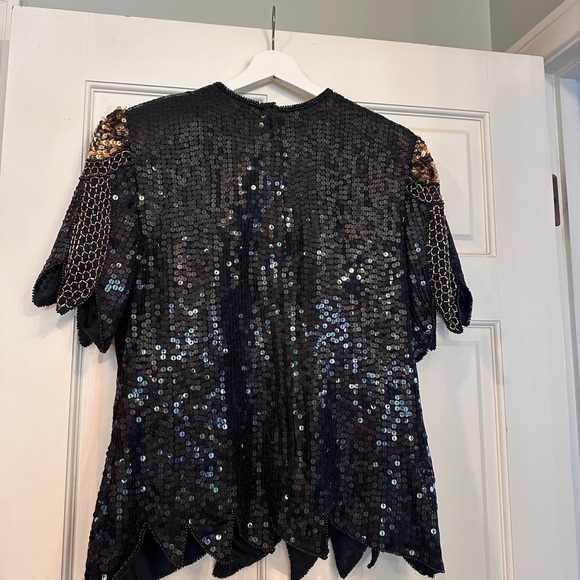Vintage black and gold sequin blouse - Picture 3 of 13